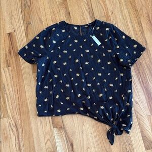 MADEWELL Drapey French Daisy Side Tie Lightweight Women's Top, Size Large